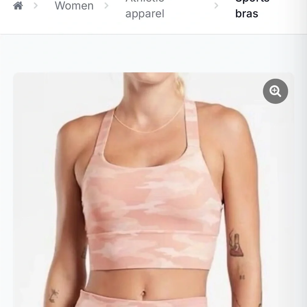 Athleta Warrior‎ Longline Bra Pink Camo